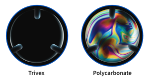 Trivex versus Polycarbonate: Lens comparison as viewed through an illuminated polarized filter